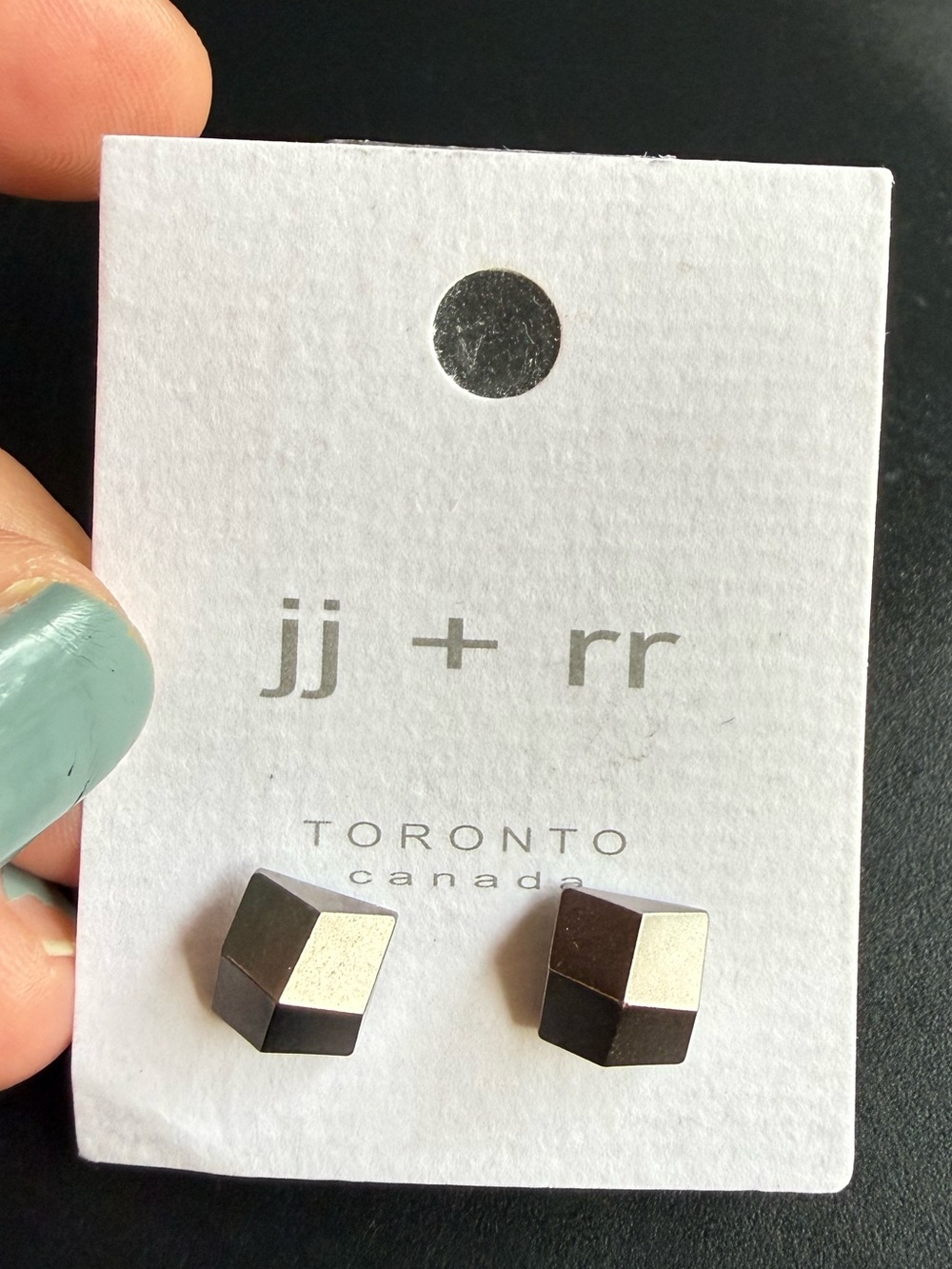 Geometric Cube Stud Earrings - Black - Toronto Designers Minimalism